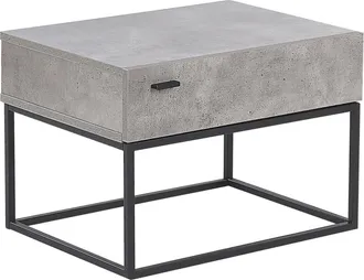 Beliani Mesita De Noche Efecto Hormig&oacute;n Base De Metal Negro Estilo Industrial Cairo