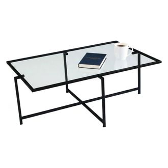 Dmora Dmora - Mesa De Caf&eacute; Dheneb, Mesa De Centro Baja, Revistero Para Sof&aacute;, Estante De La Sala De Estar, 94x64h35 Cm, Negro, Con Embalaje Reforzado