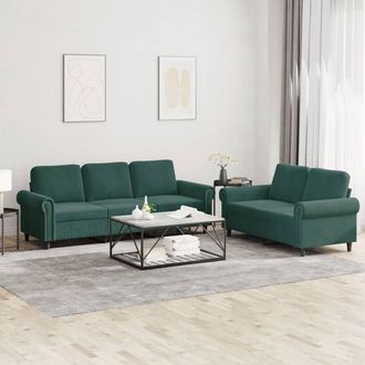 vidaXL Vidaxl - Juego De Sof&aacute;s Con Cojines 2 Piezas Terciopelo Verde Oscuro