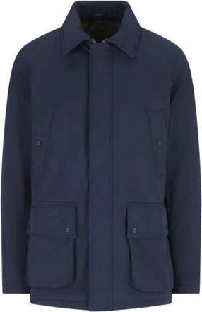 Herno Blauwe knoopjas met zakken - Heren - Zomerjassen - Blauw - XL - Jassen