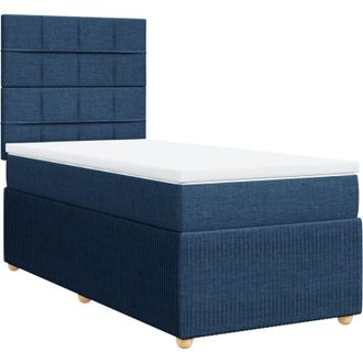 vidaXL Cama Box Spring Con Colch&oacute;n Tela Azul 80x200 Cm Vidaxl