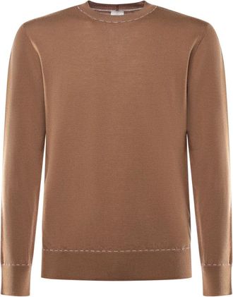Eleventy Round-neck Knitwear, male, Brown, 2XL, Round-neck Knitwear