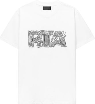 Rta Liam Topographic Graphic T-Shirt in White Topographic Logo at Nordstrom, Size X-Large