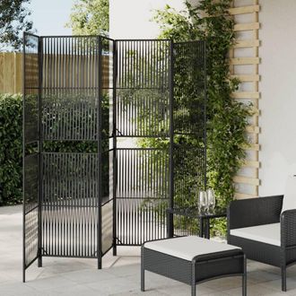 vidaXL Biombo De 6 Paneles Rat&aacute;n Sint&eacute;tico Negro Vidaxl