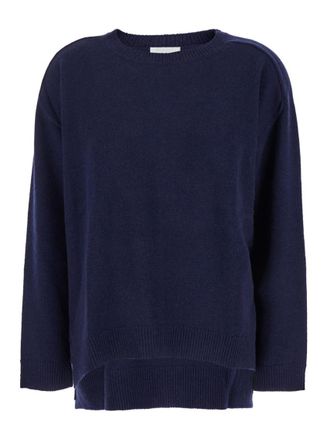 Parosh Blue Solid Crew Neck Sweater