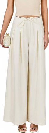 endless rose Waist Tape With High Waist Long Pant In Cream