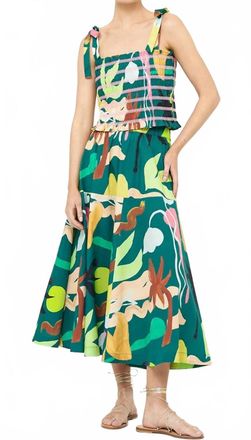 Oliphant Ella Smocked Top In Paradiso Green