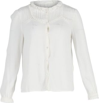 Maje blouse met ruches en knoopjes in witte katoen