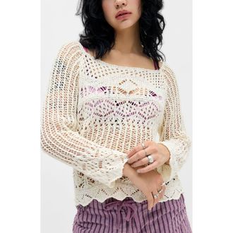 BDG Cohen Crochet Sweater in Cream at Nordstrom, Size X-Small