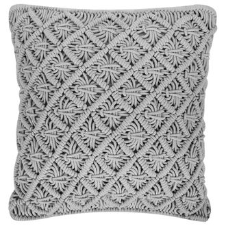 Beliani Coj&iacute;n Decorativo Gris Algod&oacute;n Macram&eacute; 45 X 40 Cm Decoraci&oacute;n Estilo Boho Kizkalesi