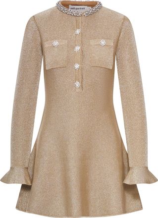 Self Portrait MINI KNITTED DRESS WITH CRYSTAL DETAILS - Self-portrait - Woman