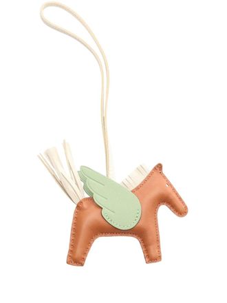 Herm&egrave;s 2023 Milo Lambskin and Swift Grigri Rodeo Pegase Bag Charm PM key chain - women - Calf Leather/Lambskin - One Size - Brown