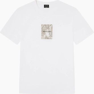 A|X Armani Exchange Mens Regular Fit Leaf Logo White T-Shirt - Size: 40