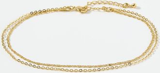 Simons Womens Gold double ankle chain