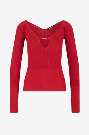 Jacquemus Fein gerippter Pullover mit V-Ausschnitt Le haut Pralu