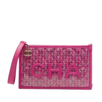 Chanel Clutch Pre-owned in Tweed rivestito in PVC - - Pre-owned - Donna - Rosa - ONE SIZE