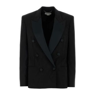 Stella McCartney Stella McCartney, Blazers, female, Black, Size: 2XS Jacquard Tailoring Double-Breasted Jacket