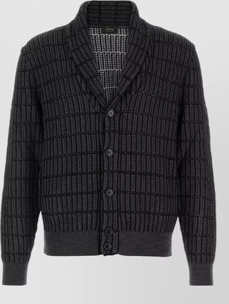 Brioni cotton linen cardigan shawl collar knit