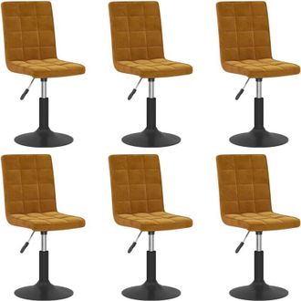 vidaXL Vidaxl - Sillas De Comedor Giratorias 6 Uds Terciopelo Marr&oacute;n