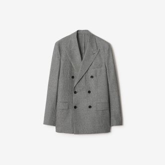 Burberry Puppytooth Check Wool Tailored Jacket