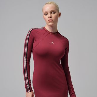 Nike Jordan Womens Jordan Brooklyn Long-Sleeve Dress in Red | IF1080-677
