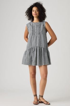 Levi's Solara Sleeveless Linen Mini Dress - Women - XS - Blue / Jette Check Navy Blazer Cotton Linen