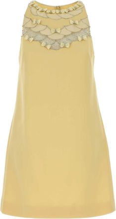 Valentino Garavani Yellow Wool Blend Mini Dress