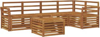 vidaXL Conjunto De Sof&aacute;s De Exterior 6 Uds. Natural Poli&eacute;ster Vidaxl