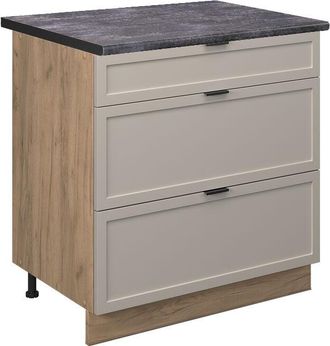 Vicco Mueble Bajo De Cocina Fame-line, Grisbeige, 80 Cm Con 3 Cajones, Et Antracita, Vicco