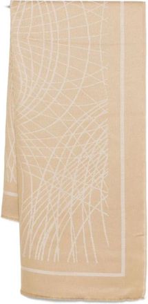 Elisabetta Franchi Accessoires, Dames, Bruin, ONE Size, Geometric Scarf