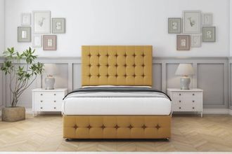 Comfort Beds Florence Plush Divan Set 4 Drawers-54 Headboard-Footboard in Mustard | Size: Double