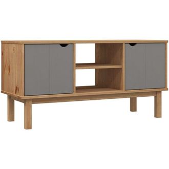 vidaXL Mueble Tv Otta Madera Maciza Pino Marr&oacute;n Y Gris 113,5x43x57 Cm Vidaxl