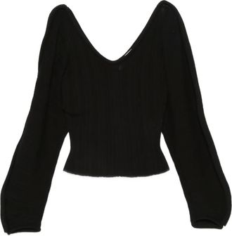 Séfr Anguille raglan v-neck sweater - women - Cotton/Nylon - M - Black