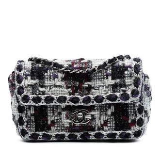 Chanel Pre-owned Quilted Tweed Flap Bag - Dames - Pre-owned - Zwart - Maat: ONE Size Tweed