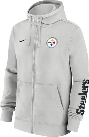 Nike Pittsburgh Steelers Club Nike Mens NFL Full-Zip Hoodie in Grey | 01NC0BB7L-1LR