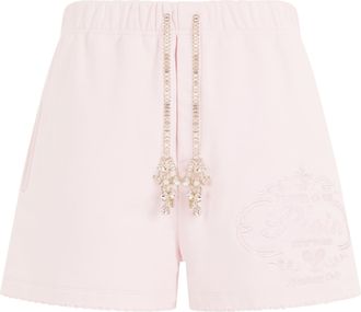 Philipp Plein Washed Fleece Shorts Tennis Club Crystals