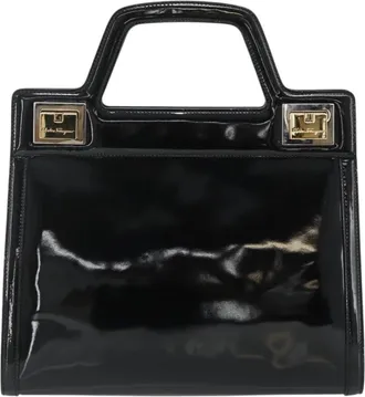 Ferragamo Vintage Handbag Patent Leather Black Patent_Leather Handbag (Pre-Owned)