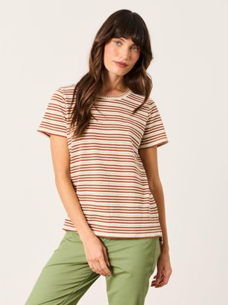Fat Face FatFace Natalie Chestnut Brown Textured Stripe T-Shirt