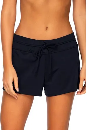Sunsets Womens Sunsets Laguna Swim Shorts Black Stretch Drawstring Waist Beach JZZ369