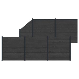 vidaXL Panel De Valla 6 Pcs Wpc Y Aluminio Negro Vidaxl