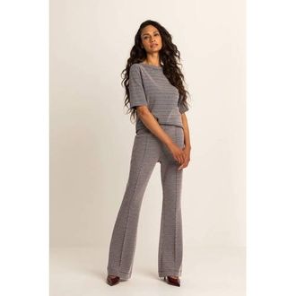Expresso flared high waist flared broek taupe gebreid