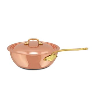 Bloomingdale's MHeritage 150 B Copper & Stainless Steel Curved Splayed Saut&eacute; Pan With Lid, 1.2-Quart