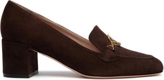 Bally Brown Gold-Tone Embellishment Suede Pumps