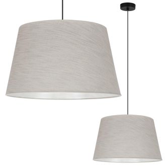 OEM L&aacute;mpara Colgante, Cono De Lino, Negro, 1 Plana, Pantalla Beige Claro, L02 44cm