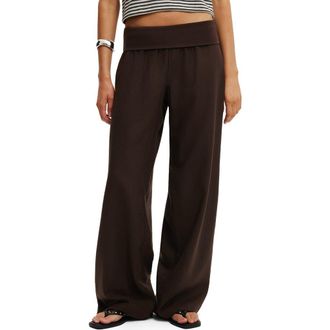 Cotton On Womens Haven Fold Over Pant in Dark Oak at Nordstrom, Size 10