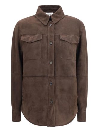 The Row panelled suede shirt jacket - Brown