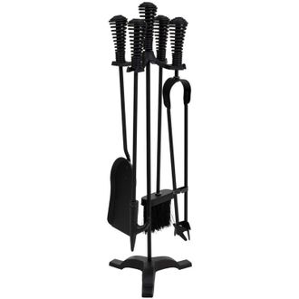 Wanderlust Deco Wanderlust Deco - Set 5 Herramientas De Metal Para La Chimenea De Metal Negras