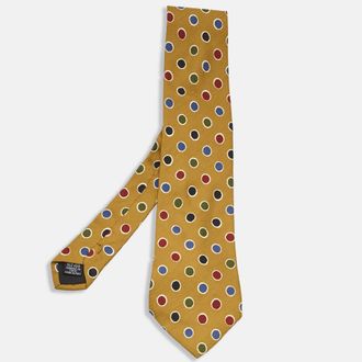 HUGO BOSS Boss By Hugo Boss Yellow Dotted Silk Traditional Tie