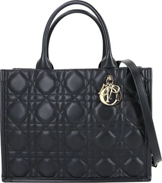 Dior Black Leather Handbag Tote Bag (Pre-Owned)