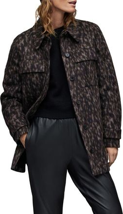 AllSaints Jessa Leppo Abstract Leopard Print Jacket in Brown at Nordstrom Rack, Size 10 Us / 14 Uk